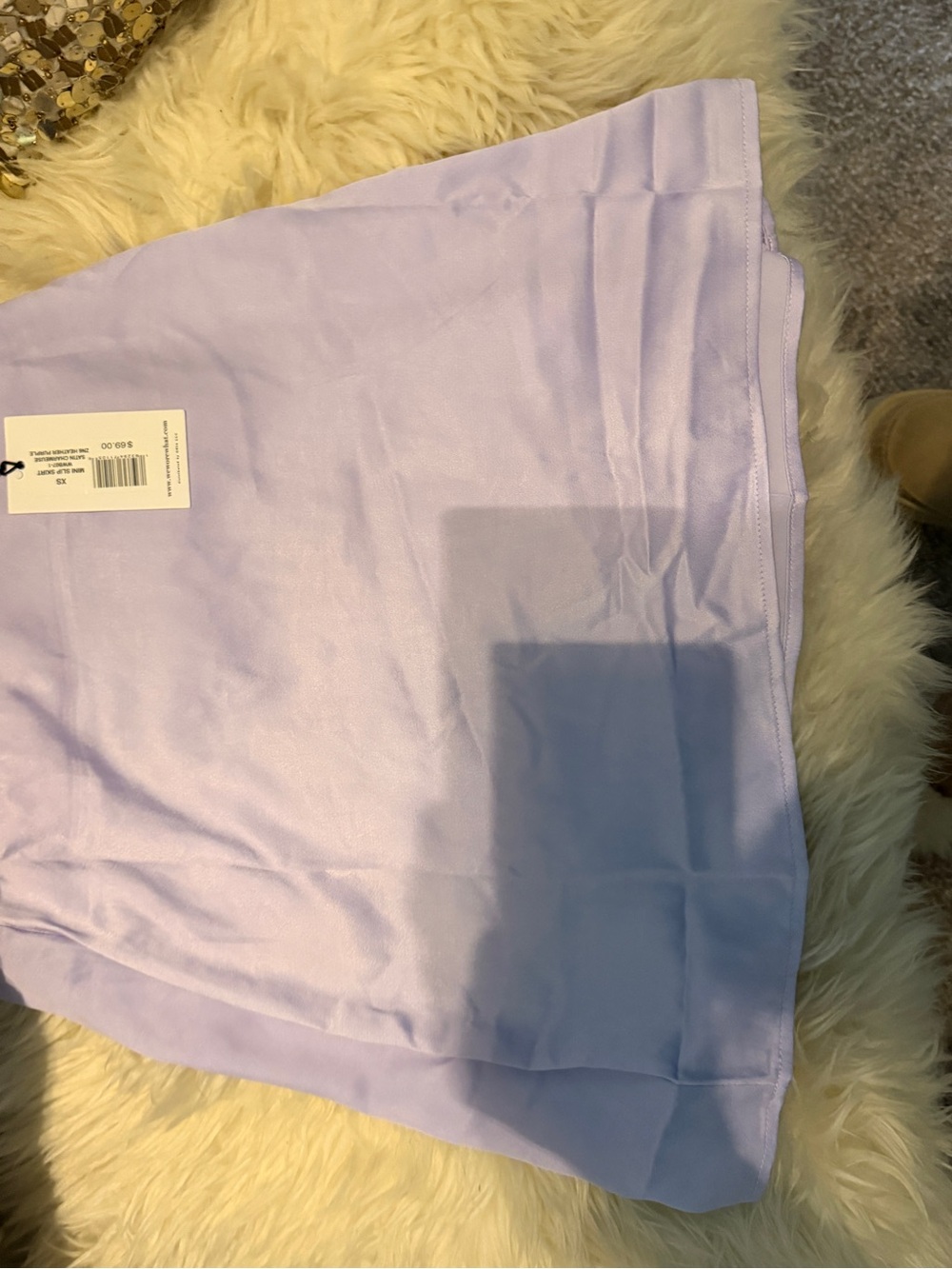 WeWoreWhat Lilac Satin Mini Skirt